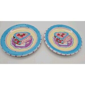 2 Vth Hausenware Mary Jane Mitchell 7.5" Dessert Lunch Plates Strawberry Cake